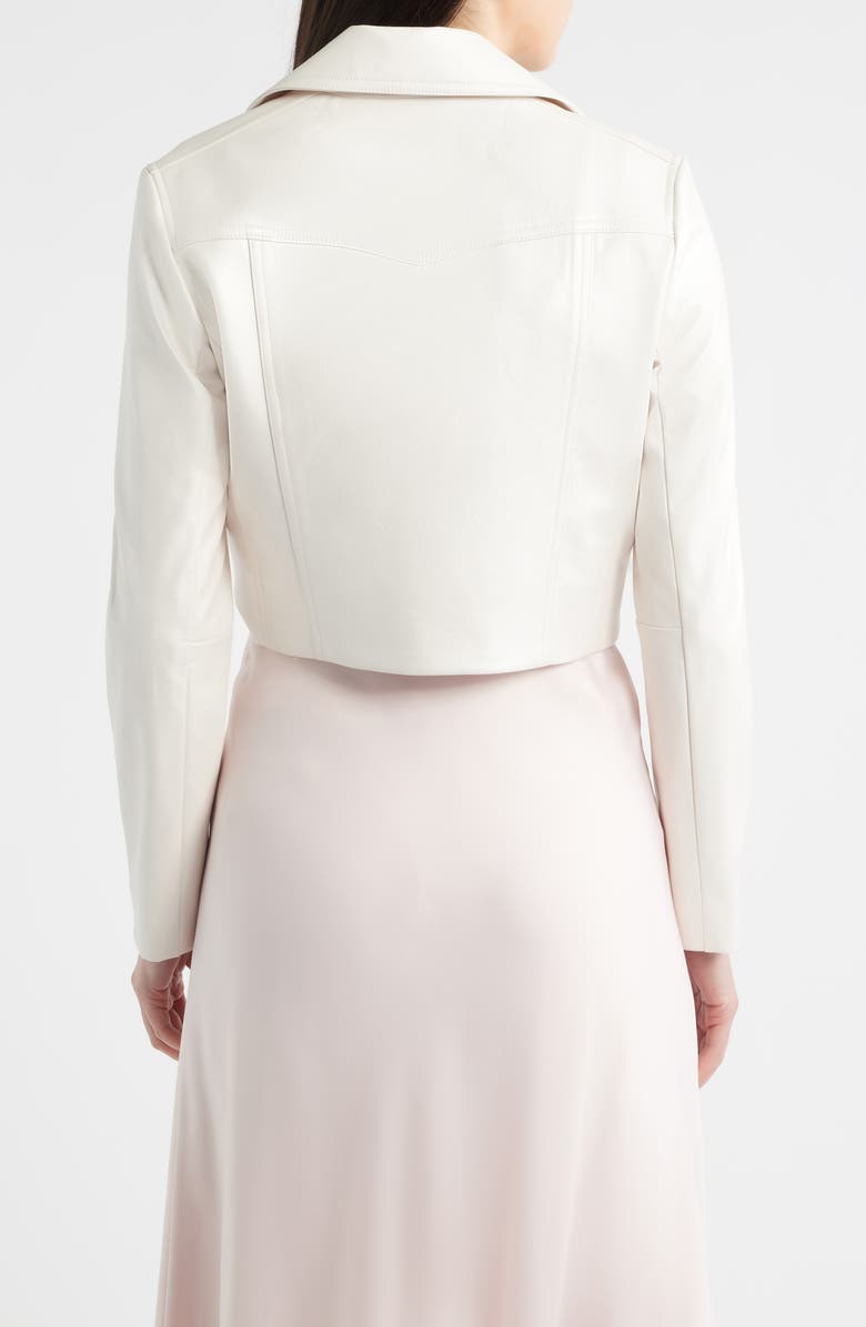 Anne Klein Faux Leather Crop Moto Jacket, Alternate, color, White Dove