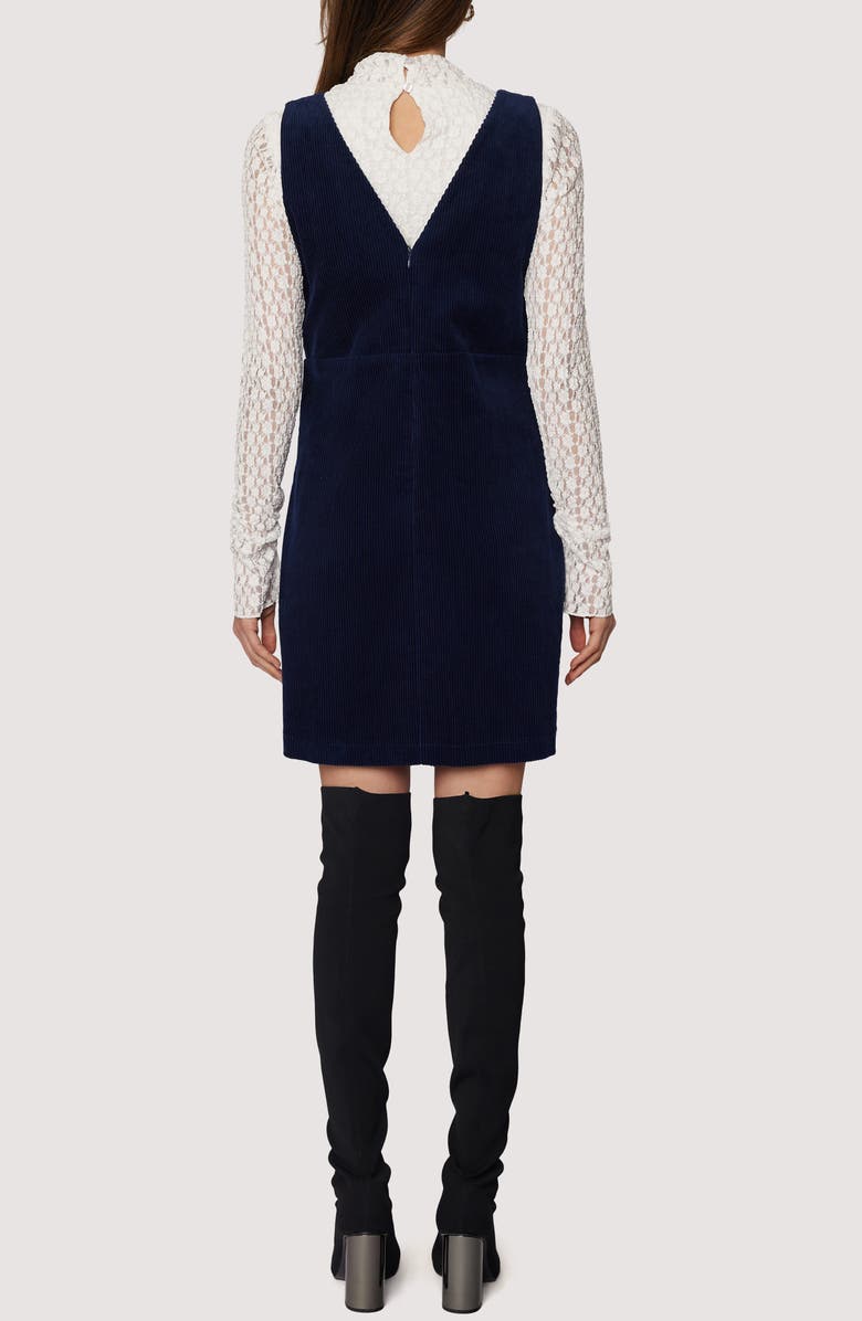 Lost + Wander Twilight Allure Long Sleeve Mixed Media Minidress, Alternate, color, Midnight-Navy