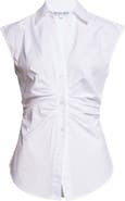 Veronica Beard Devra Ruched Button-Up Shirt