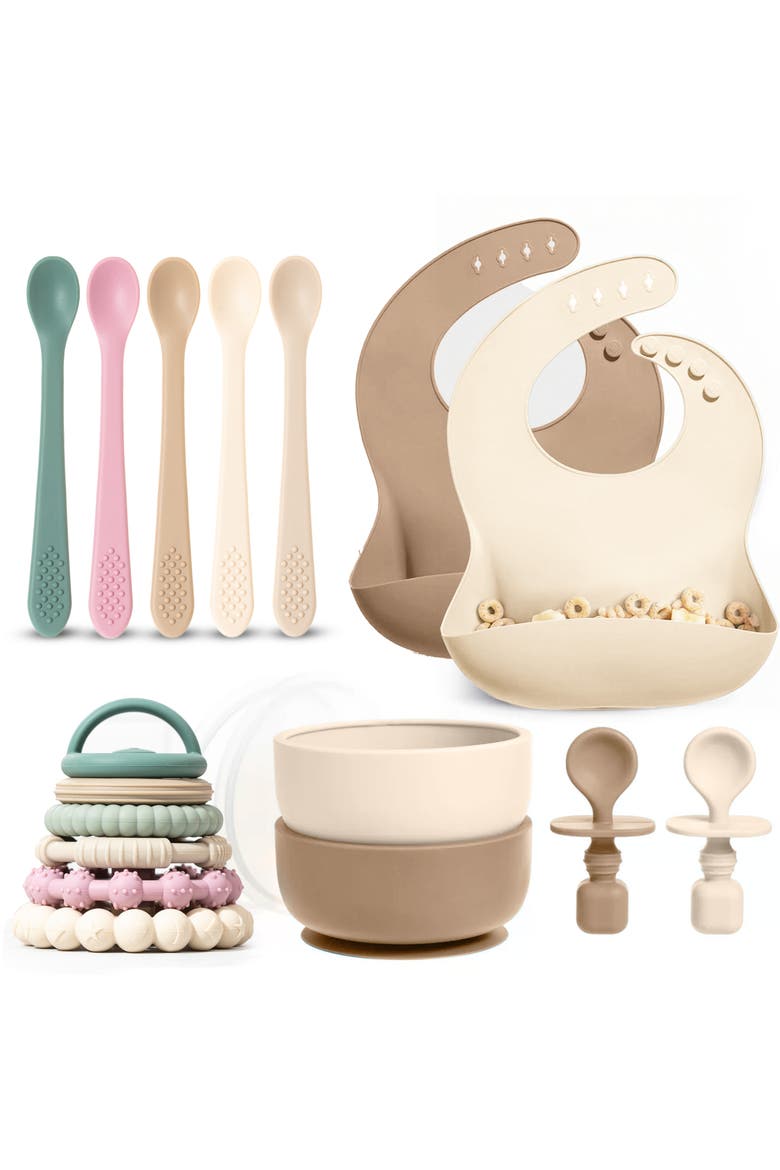 Silicone Baby Essentials Set 17-Piece, Main, color, Tan