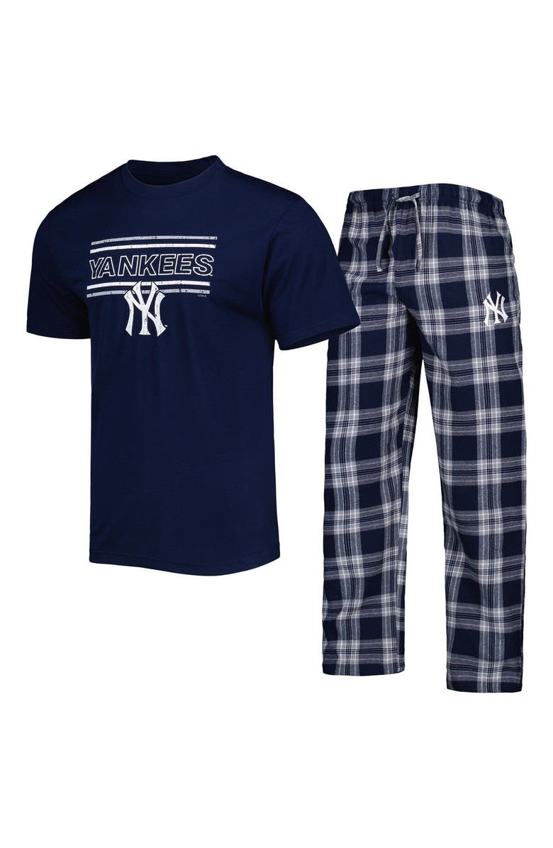 CONCEPTS SPORT Men's Concepts Sport Navy/Gray New York Yankees Badge T-Shirt & Pants Sleep Set, Main, color, 