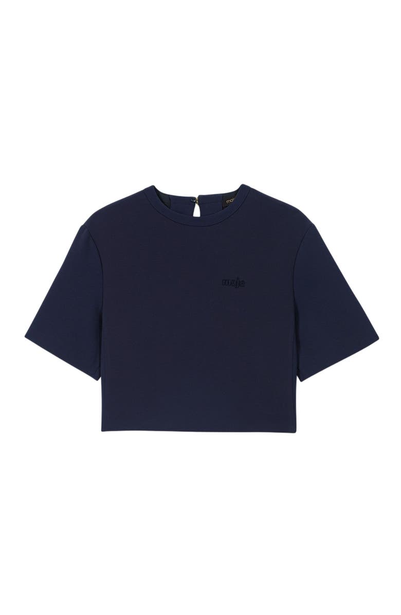 maje Heavy crepe short top, Alternate, color, Navy