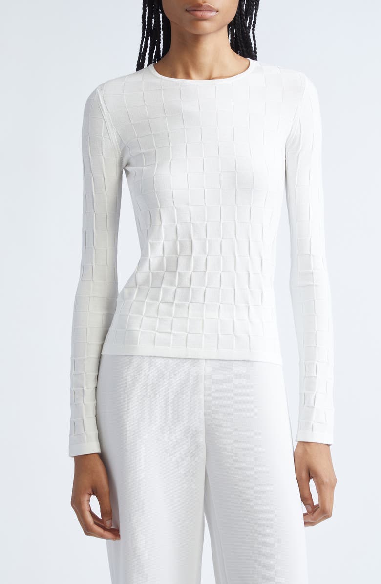Emporio Armani Checkered Sweater, Main, color, Solid White