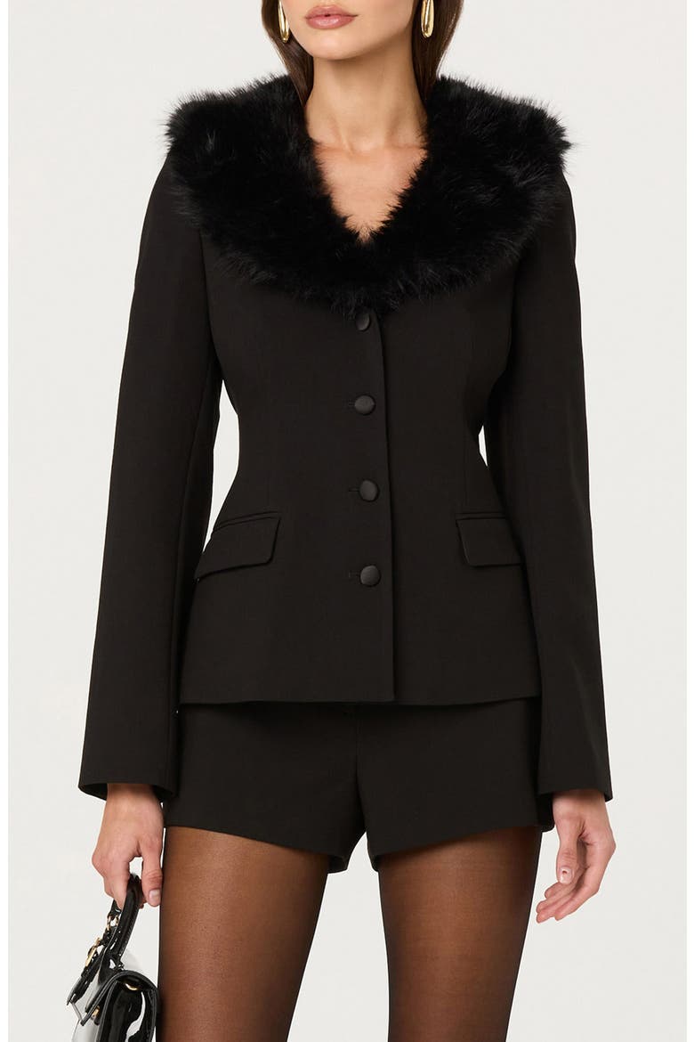 Stefani Jacket with Removable Faux Fur Collar, Main, color, BLACK