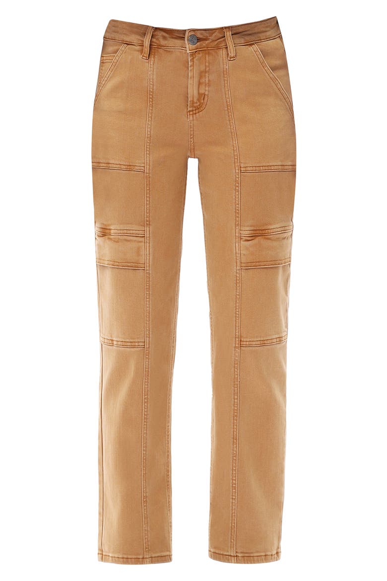 Judy Mid Rise Ankle Straight Leg Utility Jeans, Alternate, color, KHAKI