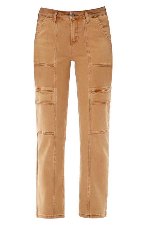 Bayeas Judy Mid Rise Ankle Straight Leg Utility Jeans In Brown