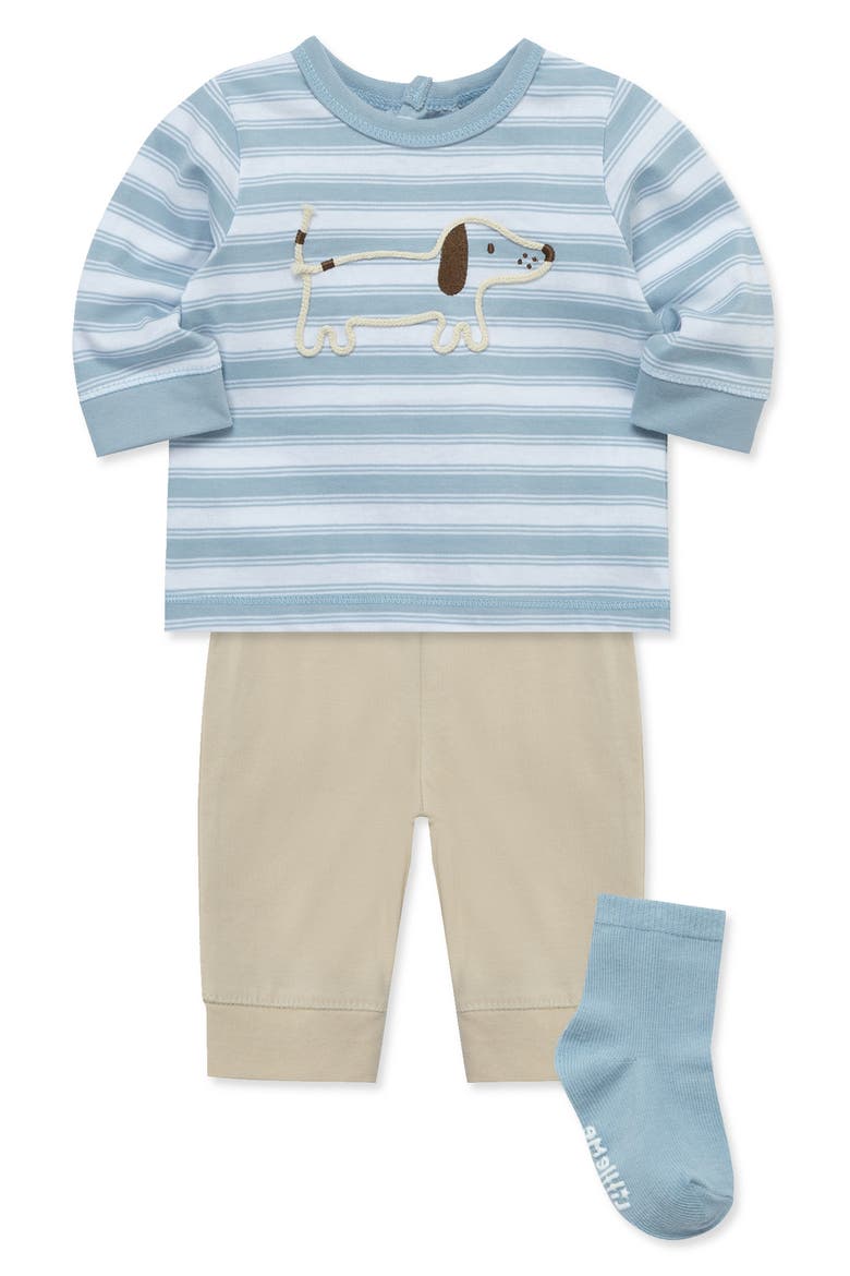 Puppy Long Sleeve T-Shirt, Joggers & Socks Set, Alternate, color, TAN