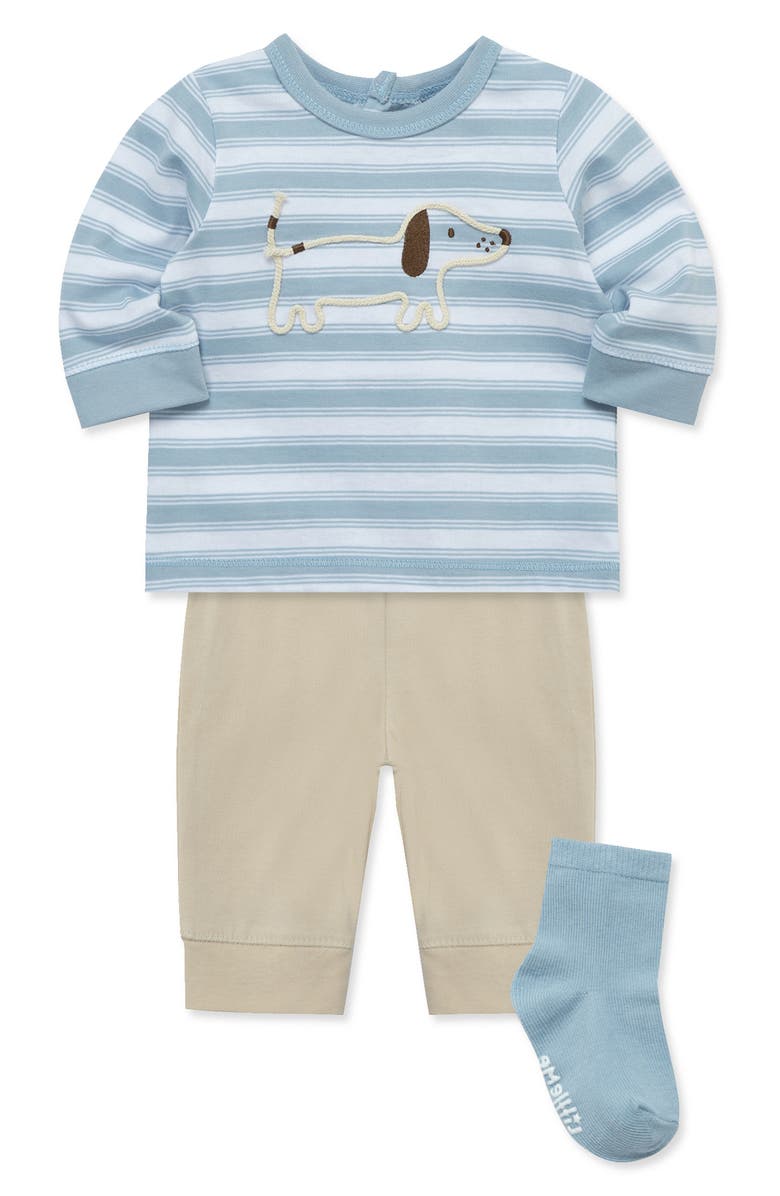 Little Me Puppy Long Sleeve T-Shirt, Joggers & Socks Set, Alternate, color, 