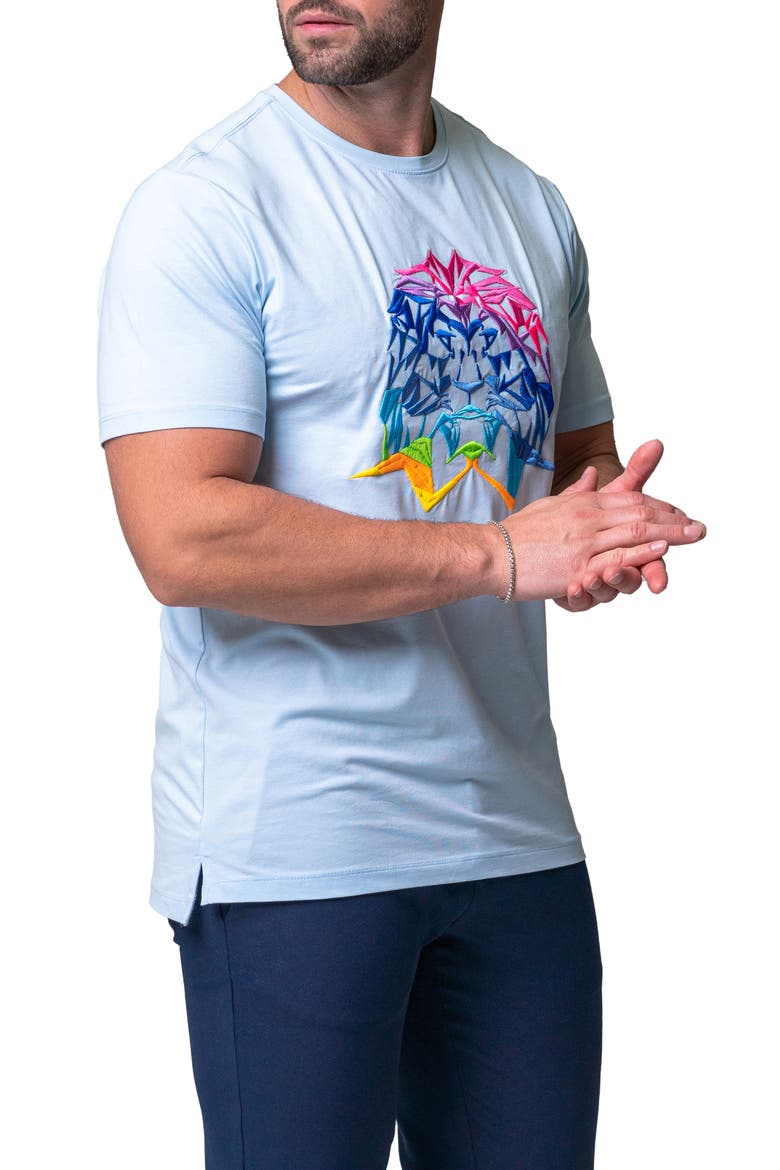 Lion Face Embroidered T-Shirt, Alternate, color, BLUE