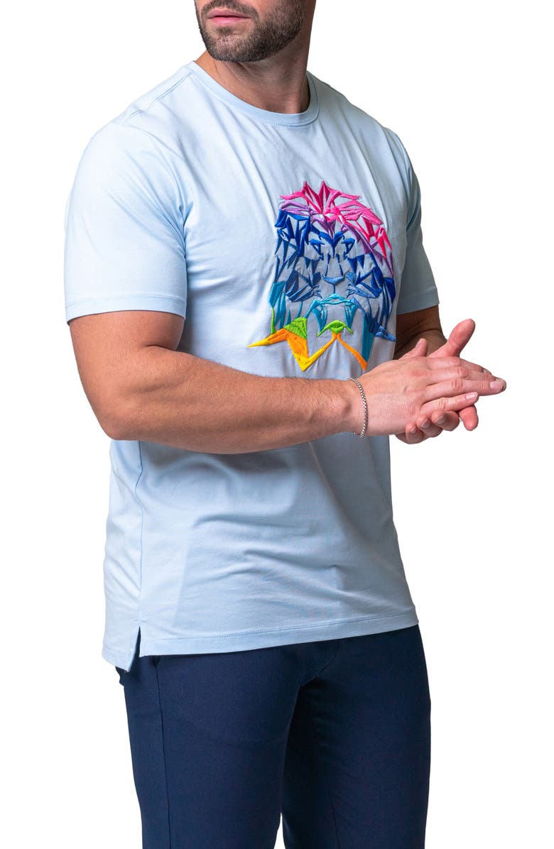 Maceoo Lion Face Embroidered T-Shirt, Alternate, color, Blue