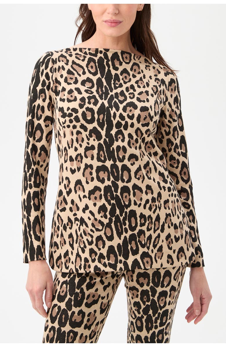 Trina Turk Legend 3 Boat Neck Leopard Top, Main, color, Multi