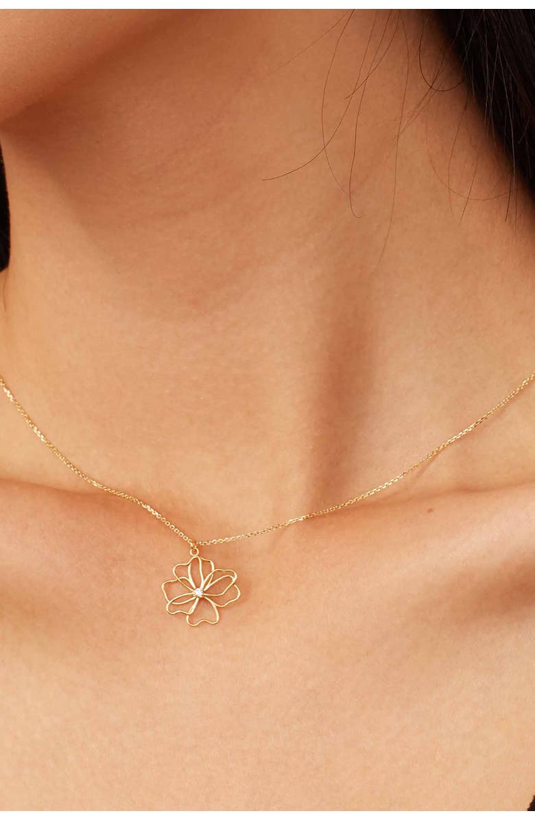 Oradina 14K Yellow Gold Full Bloom Pendant Necklace, Alternate, color, Yellow Gold