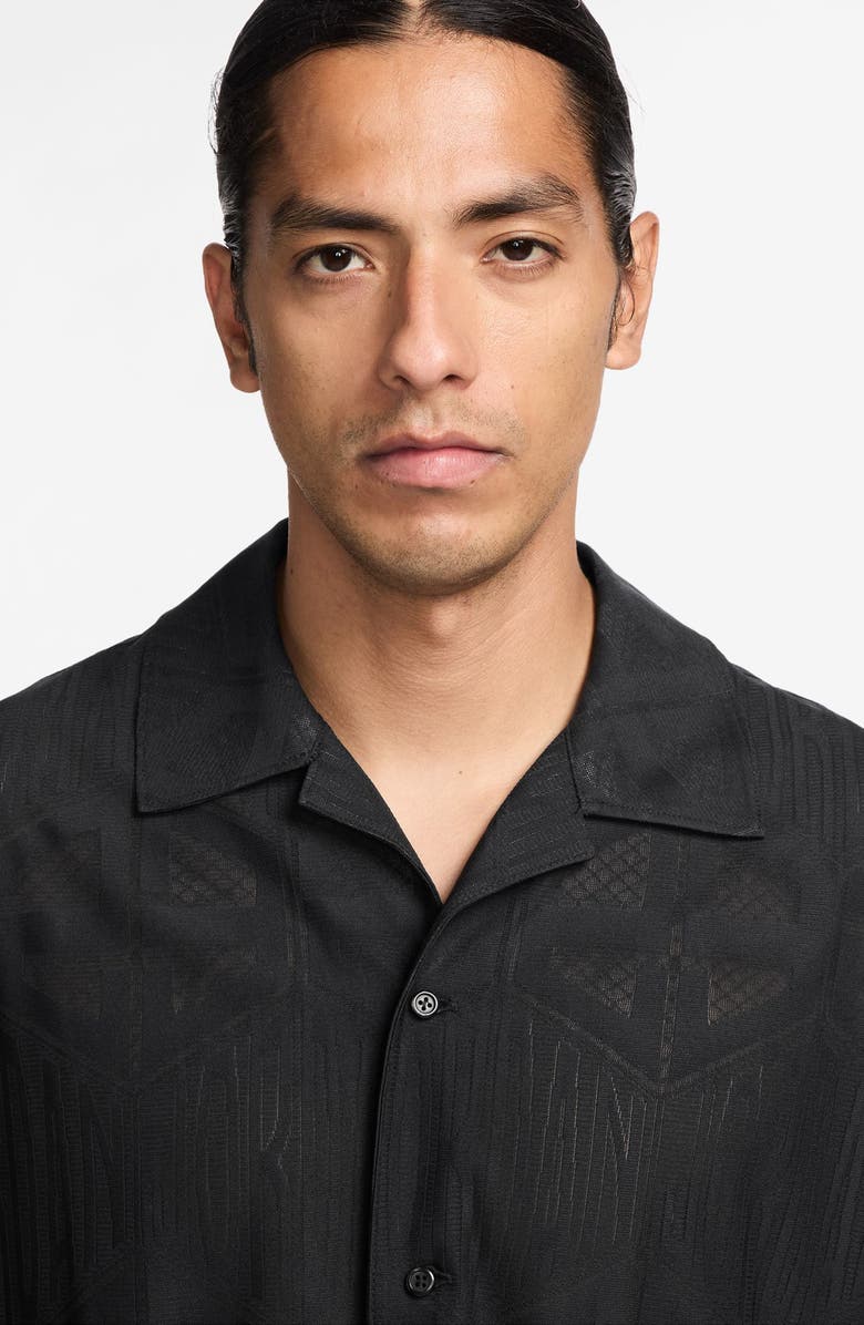 Jordan Flight Jacquard Short Sleeve Button-Up Shirt, Alternate, color, 