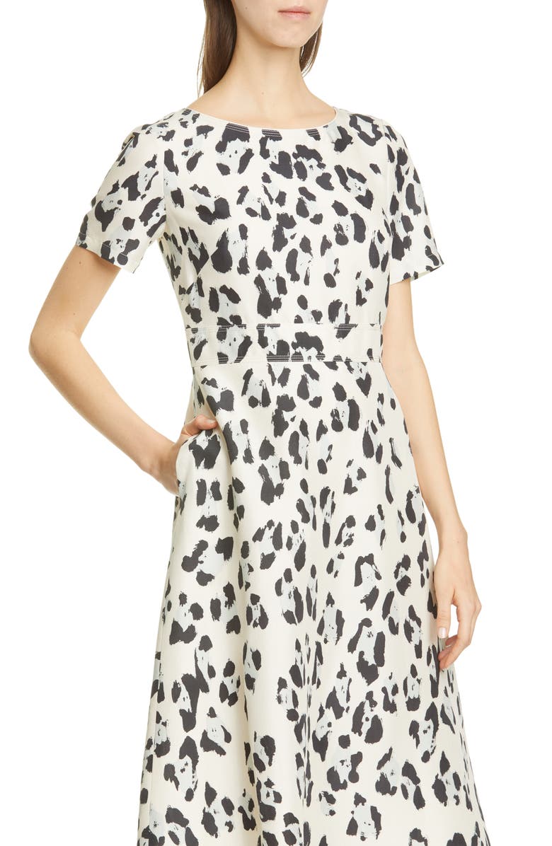 Lafayette 148 New York Amanda Spot Print Silk Dress, Alternate, color, 