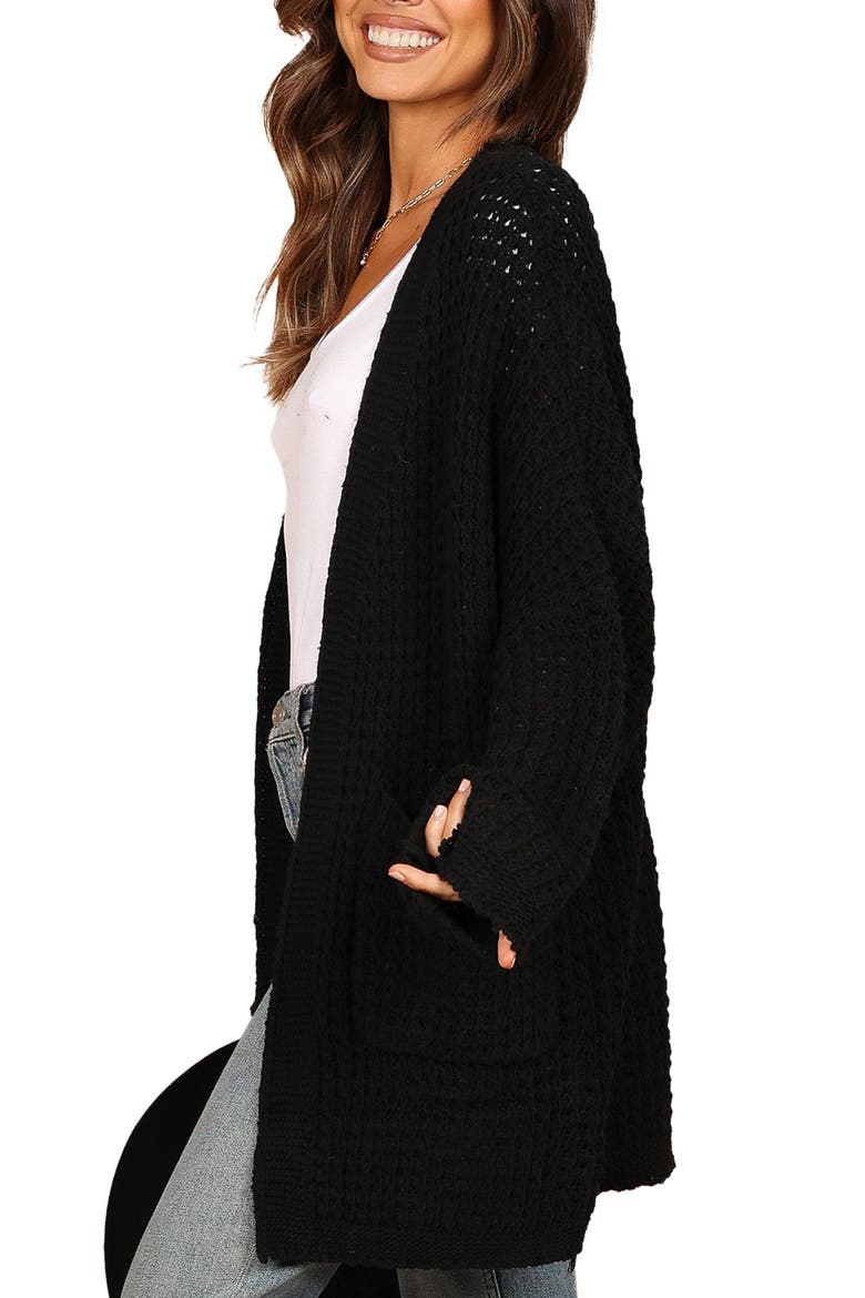 Leyonie Long Cardigan, Alternate, color, BLACK
