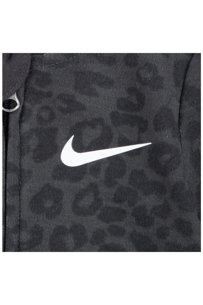 Animal Print Cotton Blend Footie, Alternate, color, DARK SMOKE GREY