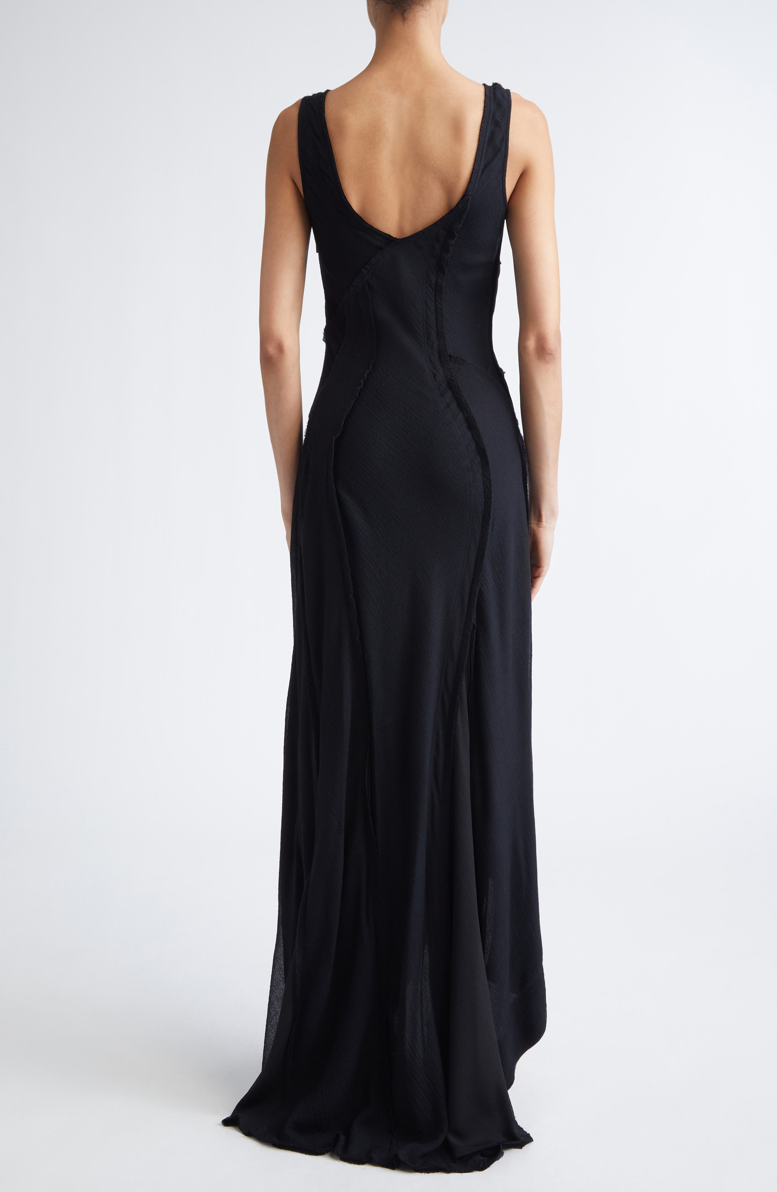 Wool Chiffon Asymmetric Gown with Train - image 2