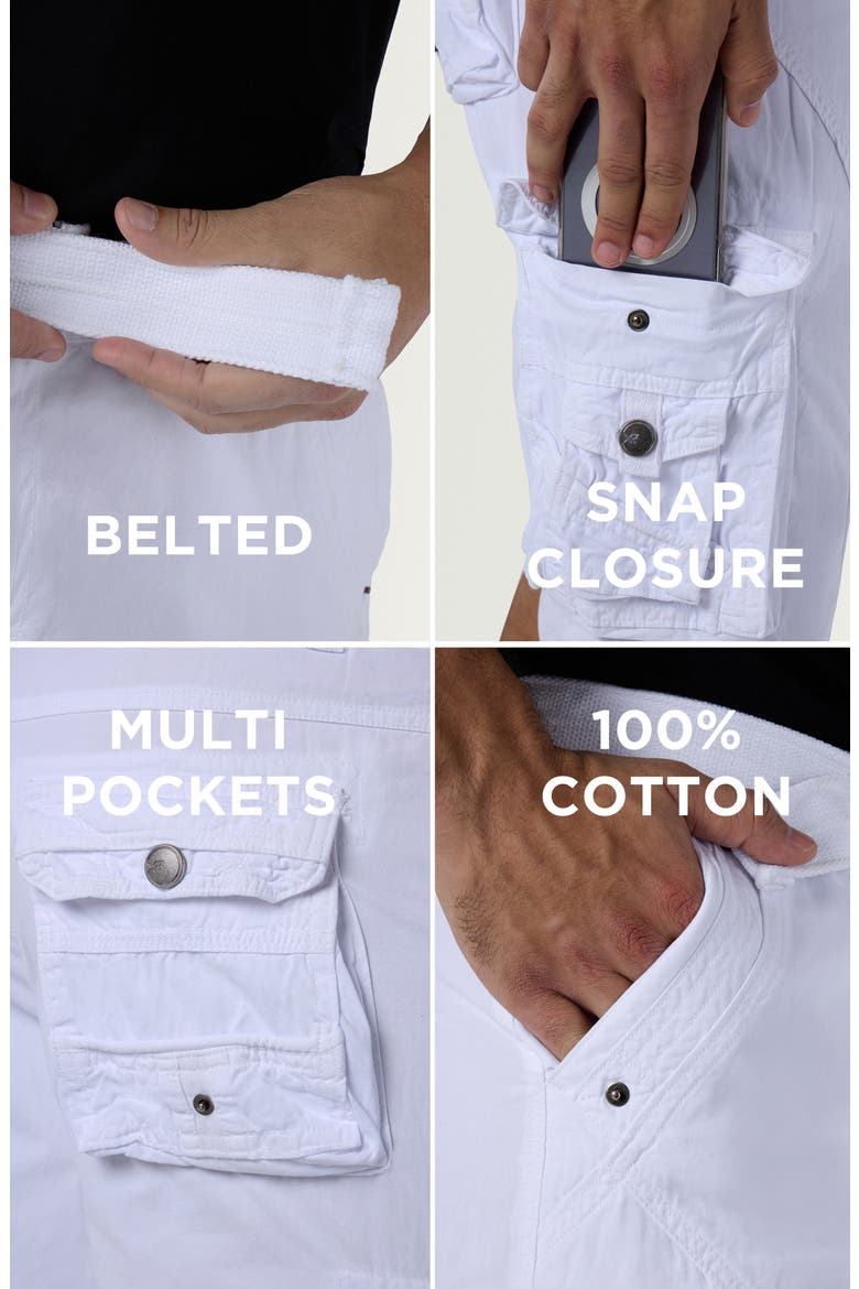Belted Snap Detail Cargo Pants, Alternate, color, WHITE