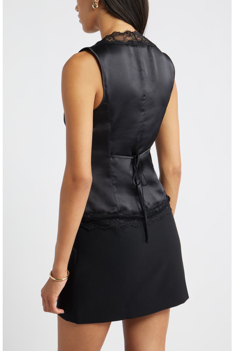 Lace Trim Satin Tank, Alternate, color, BLACK