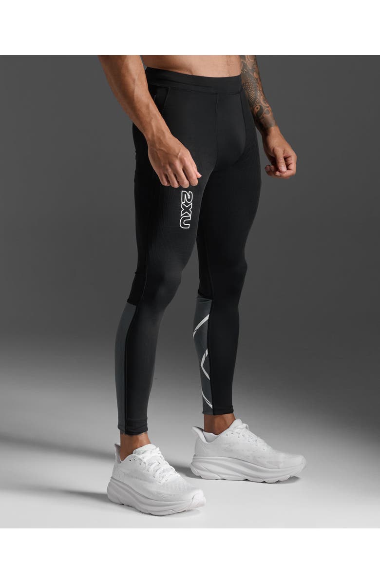 2XU Light Speed React Comp Tights, Alternate, color, Black/White Reflective