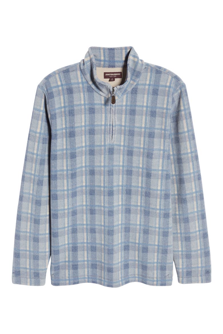 Plaid Print Fleece Quarter Zip Pullover, Alternate, color, BLUE PLAID