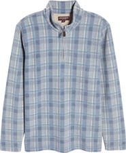 Johnston & Murphy Plaid Print Fleece Quarter Zip Pullover