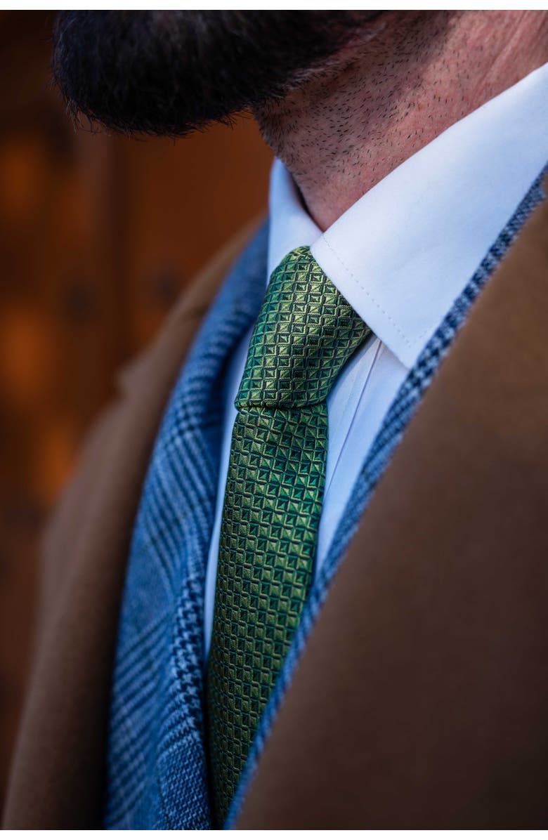 Elizabetta Brunelli - Extra Long Silk Jacquard Tie for Men, Alternate, color, Green