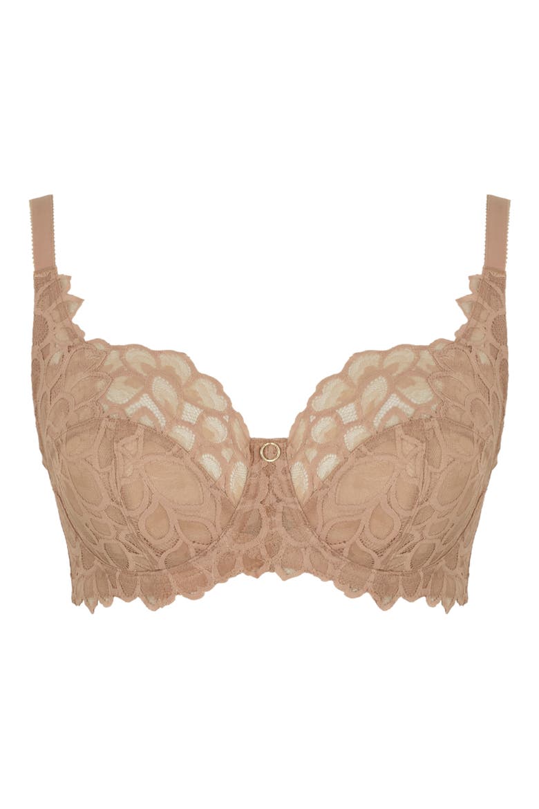 Allure Underwire Stretch Lace Full Coverage Bra, Alternate, color, HONEY