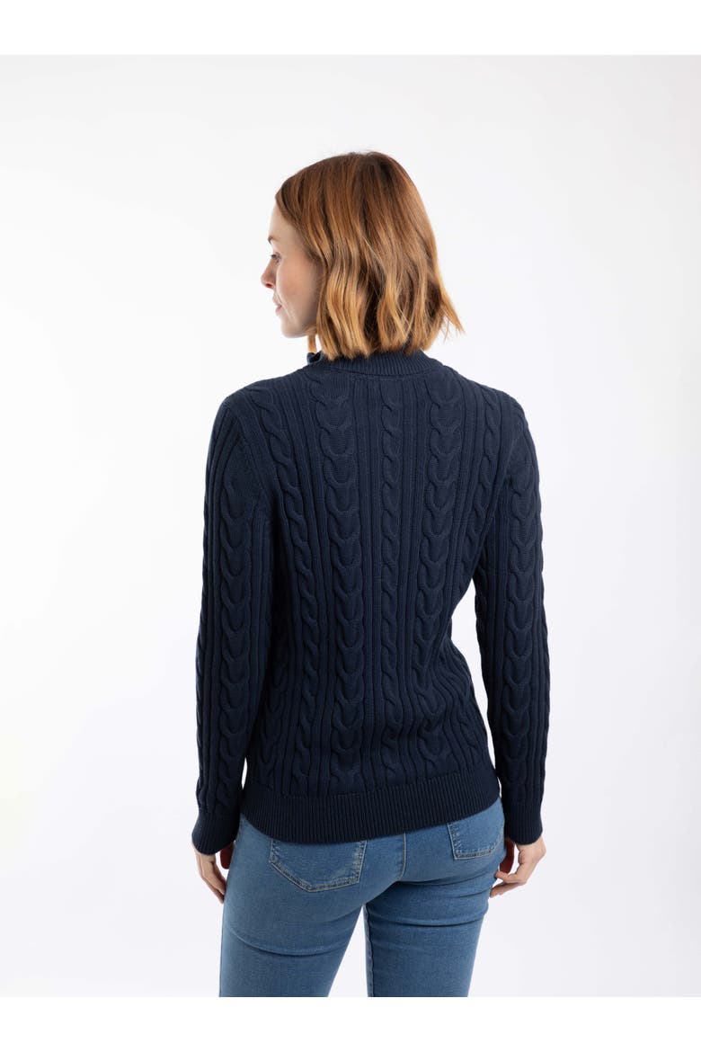 Lunenne Full Zip Cable Knit Cardigan, Alternate, color, Navy