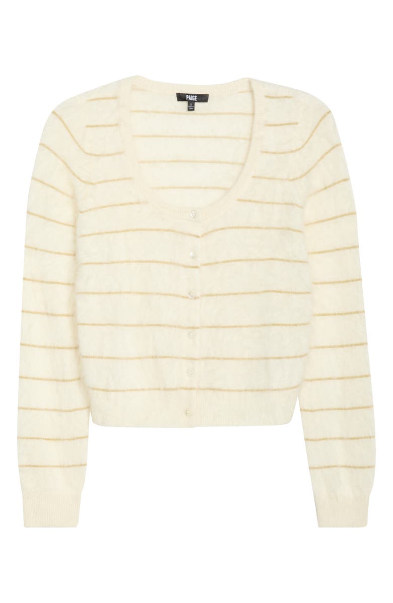 PAIGE Fortuna Stripe Cashmere Cardigan, Alternate, color, Antique White/ Gold