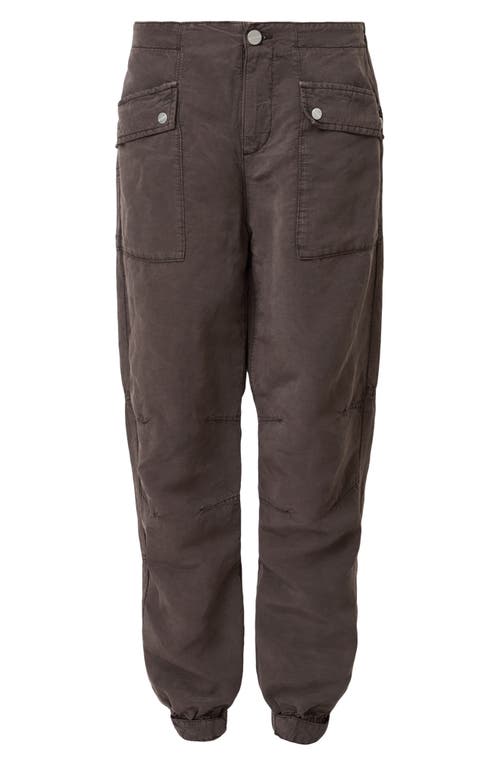 Allsaints Womens Dark Brown Val Patch-pocket Tapered-leg Woven Trousers In Brown