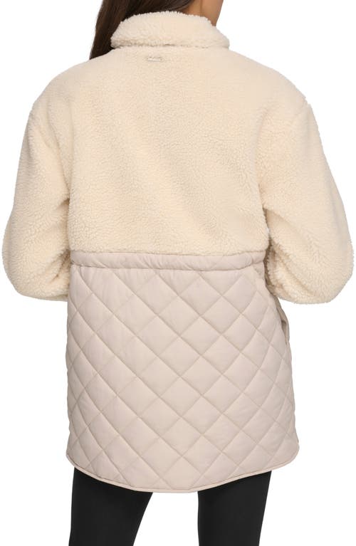 Andrew Marc Sport Mixed Media Faux Shearling Quilted Jacket In Brown