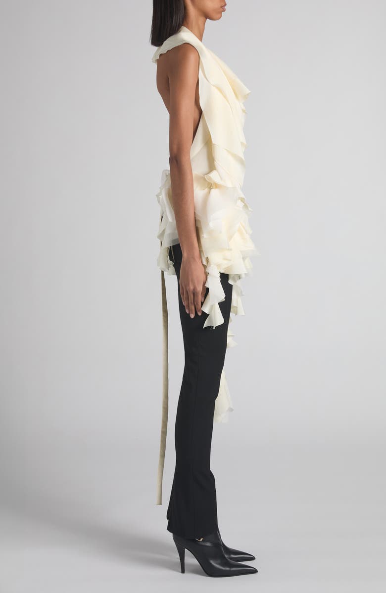 McQueen Ruffle Silk Halter Top, Alternate, color, Ivory