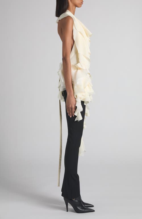 Alexander Mcqueen Mcqueen Ruffle Silk Halter Top In Neutral
