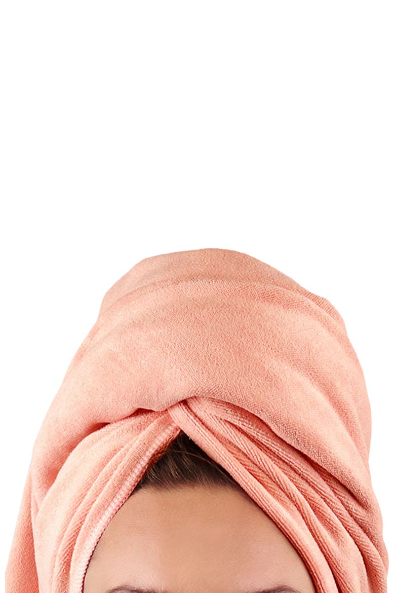 Microfiber Hair Towel, Alternate, color, Millennial Pink