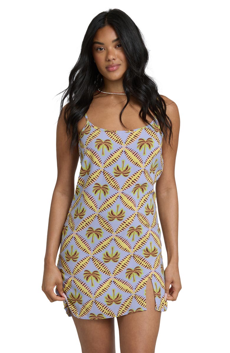 Billabong Tidal Crush Palm Tree Minidress, Alternate, color, Twilight Blue