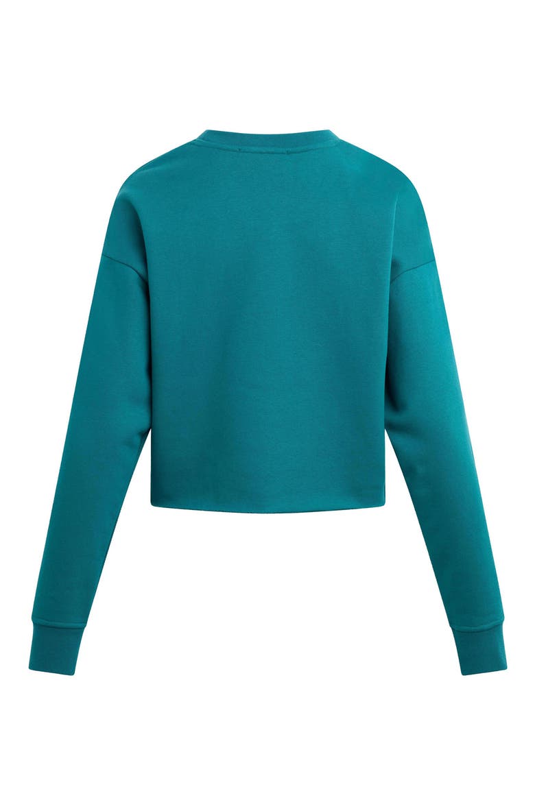 Cropped Collegiate Sweatshirt, Alternate, color, EMERALD/ OFF WHITE