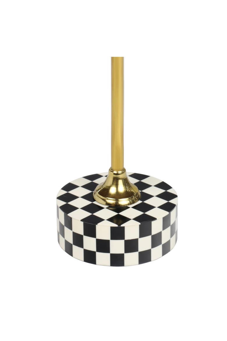 Calix Art Deco Metal/Resin Checkerboard Round Drink Table, Alternate, color, Black/White