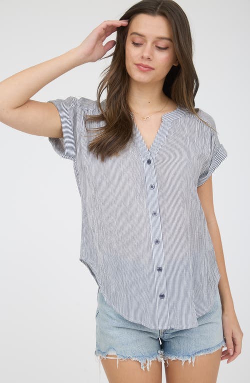 BLU PEPPER BLU PEPPER STRIPE SHORT SLEEVE BUTTON-UP SHIRT 