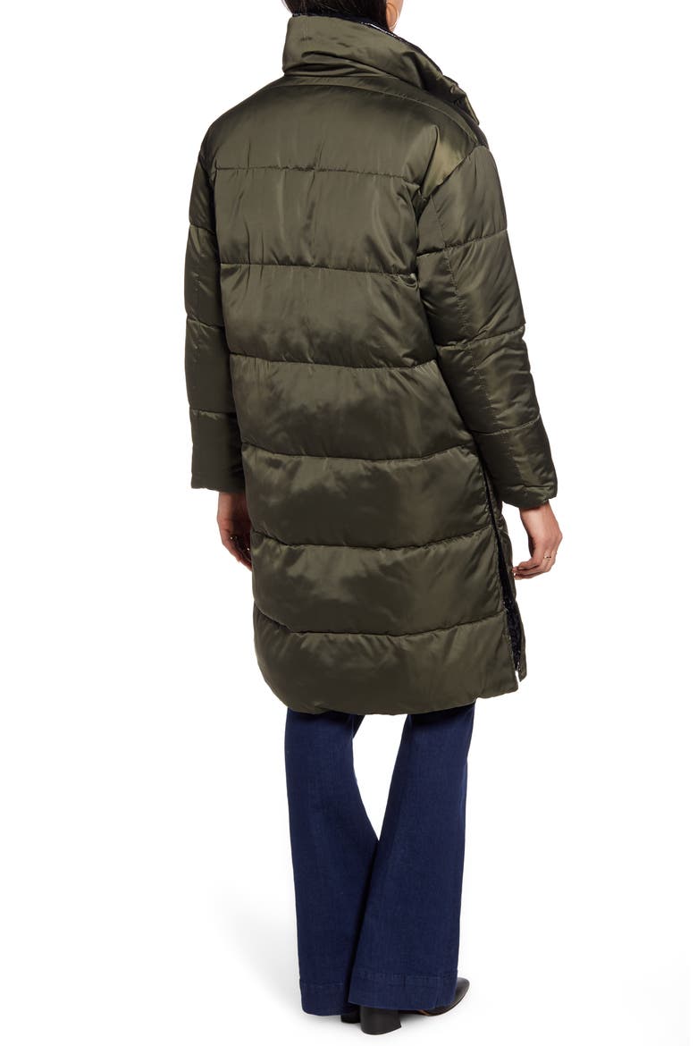 Reversible Puffer Coat, Alternate, color, OLIVE- BLACK SHINE