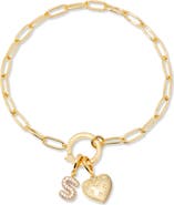 Brook and York Lillian Initial Heart Charm Bracelet