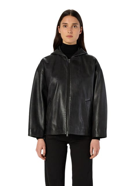 Nabila Hooded Leather Jacket