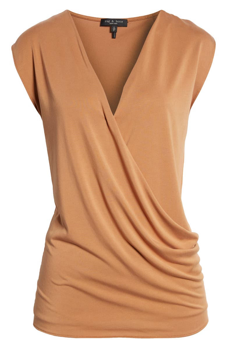 rag & bone Christy Drape Top, Alternate, color, Ltbrown