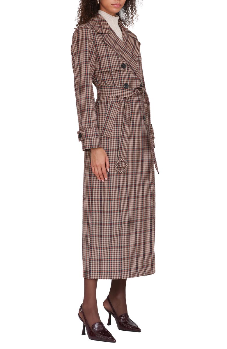 Avec Les Filles Plaid Trench Coat, Alternate, color, Brown- Orange Plaid