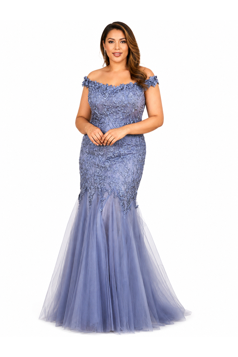 Beaded Faux-Wrap V-Neck Bridal Gown, Main, color, Grey Blue