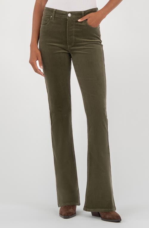Kut From The Kloth Ana Fab Ab High Waist Corduroy Flare Jeans In Green
