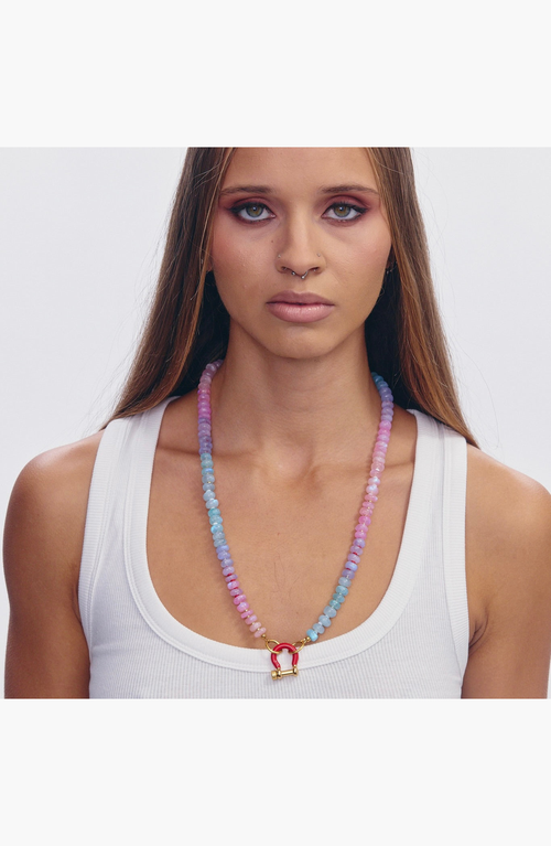 Shop Spicy Dan Olive Gender Inclusive Moonstone Necklace In Multi