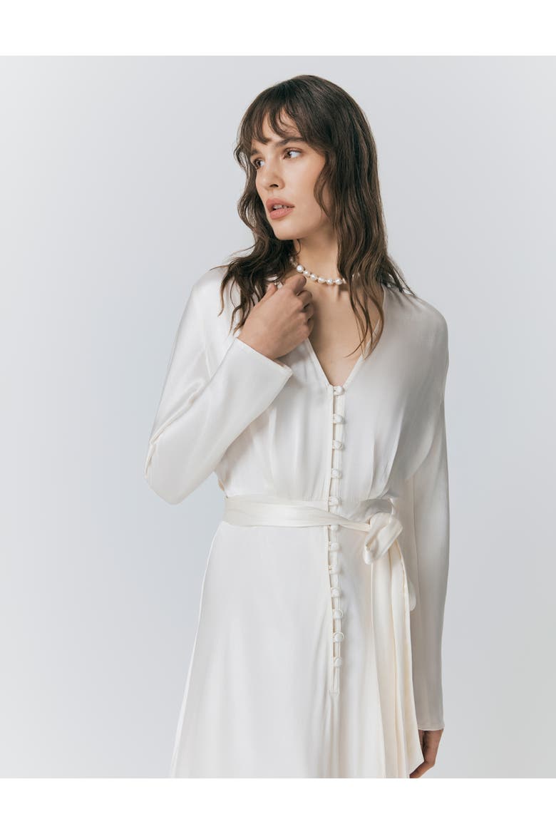 Meryl Satin Midi Dress, Alternate, color, Ivory