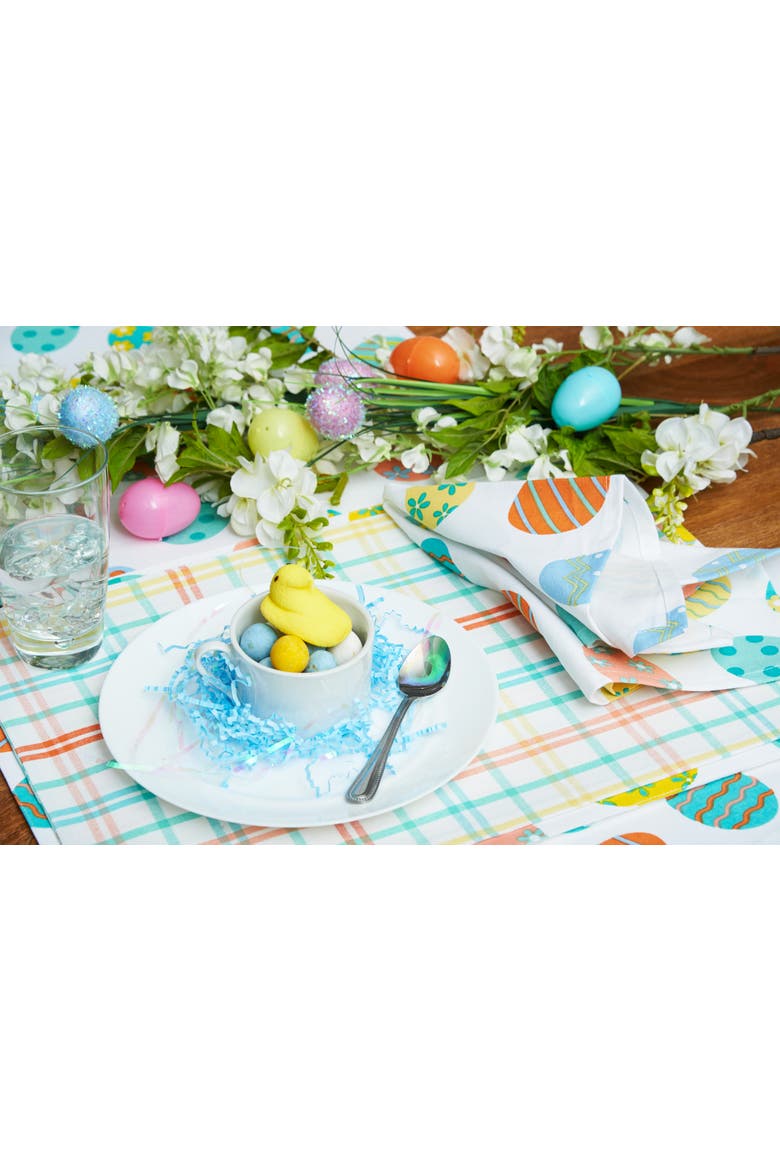Bunny Rabbit Trail Plaid Easter Spring Cotton Placemats Set of 6, 13" x 19", Alternate, color, Blue