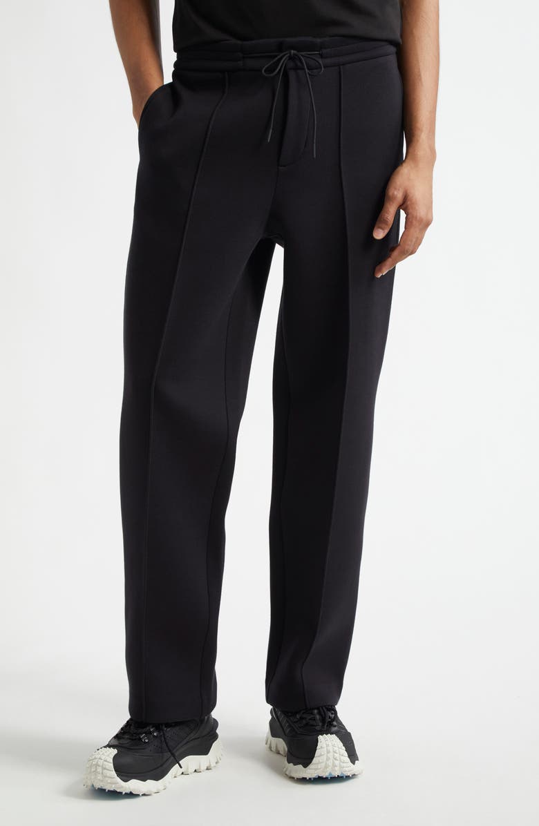 Moncler Logo Patch Pintuck Sweatpants, Main, color, Black